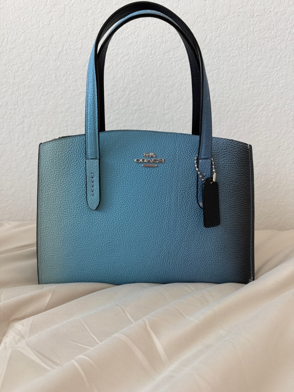Coach Blue Ombre Pebbled Leather Tote
